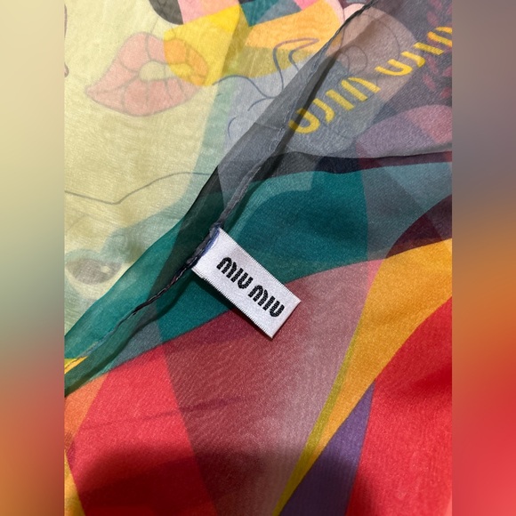 MiuMiu Vintage Silk Harlequin Grey Wrap/Scarf - Picture 8 of 14